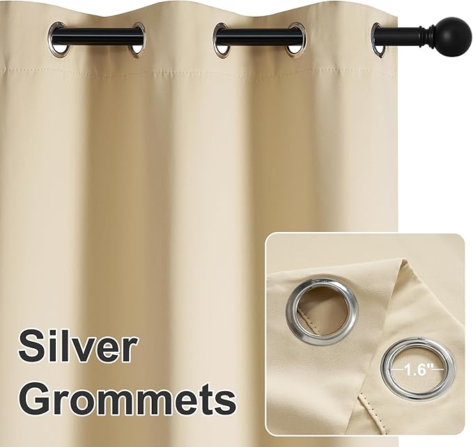 RYB HOME Extra Wide Outdoor Curtains for Patio Waterproof Heavy Duty Thermal Insulated in Summer Full Coverage Privacy for Porch, Cabana & Pool, W120 x L84, Biscotti Beige, 1 Panel