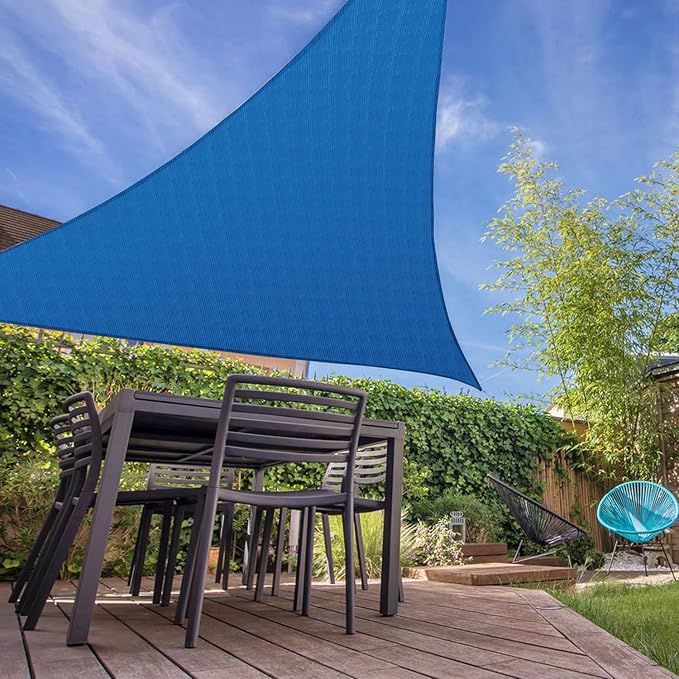 E&K Sunrise 2' x 2' x 2' Sun Shade Sail Triangle Canopy Shade Cover UV Block for Patio Backyard Garden Outdoor (Blue)