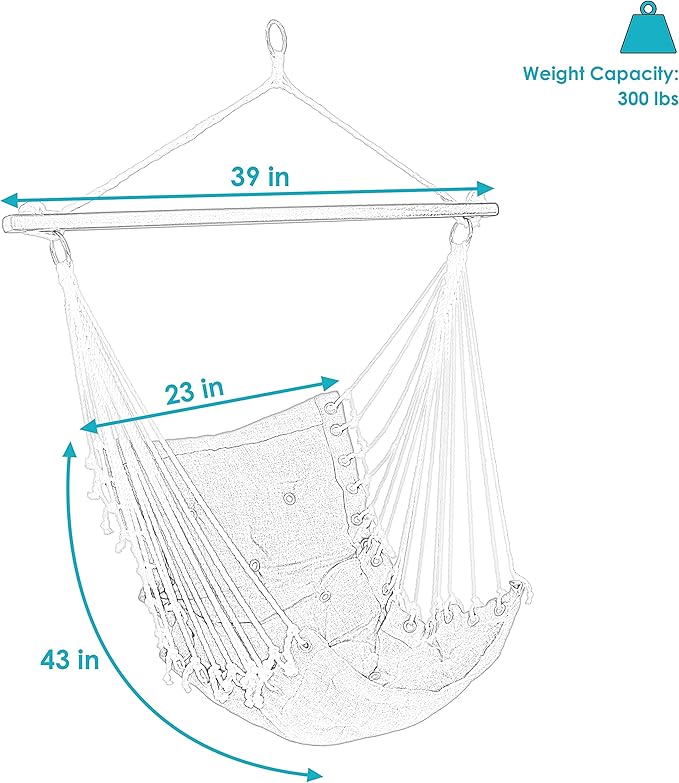 Sunnydaze Tufted Victorian Large Hanging Hammock Chair - Sturdy 300 Pound Capacity - Navy Blue