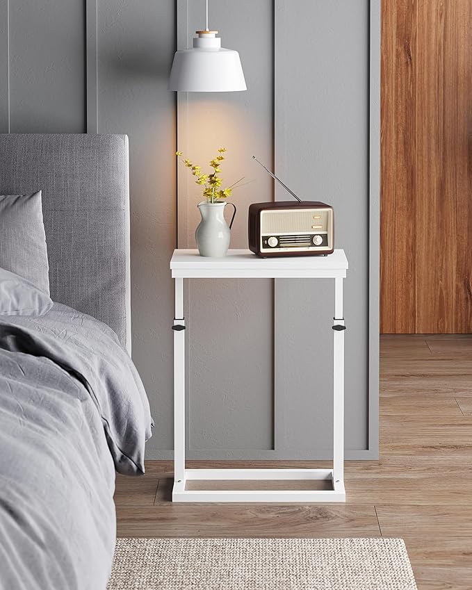 TUTOTAK End Table, Side Table, Tall Couch Table, Sofa Table, Living Room, Bedroom,White TB01BW083