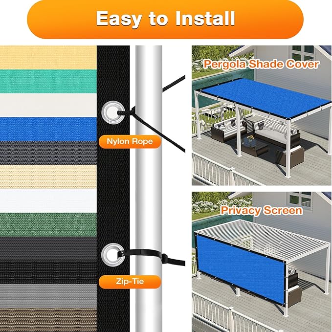 Artpuch Outdoor Pergola Shade Cover 12' X 18' Sun Shade Cloth with Grommets, 90% UV Protection Canopy Patio Privacy Screen (Customized Available) GN107, Blue