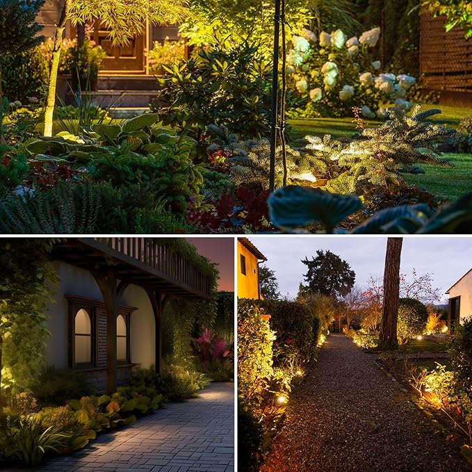 SUNTHIN Outdoor Landscape Lighting with Dusk to Dawn Sensor Controller, 6 Pack
