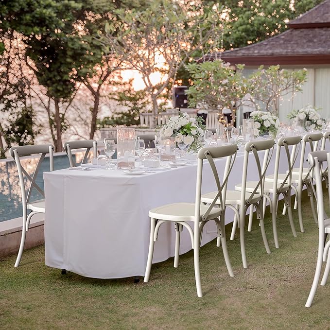 VINGLI Plastic Outdoor Dining Chairs Set of 2, Stackable Patio Cream White Dining Chairs with X Back, Waterproof Kitchen & Dining Room Chairs for Indoor-Outdoor, Capacity 400 lbs