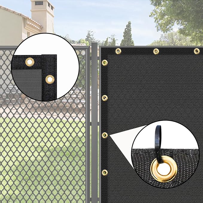 UPGRADE Privacy Screen 3' x 10' Fence Commercial Shade Cover with Brass Grommets Heavy Duty Perfect for Outdoor Back Yard, Grey, Customizable