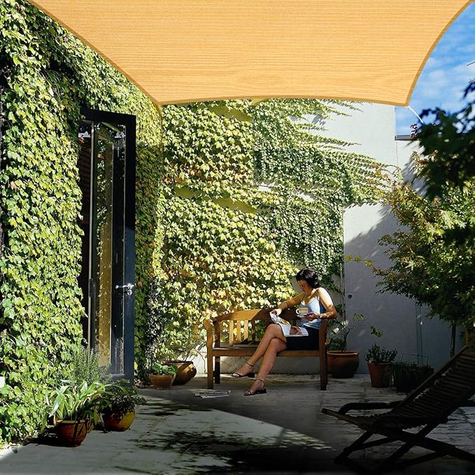Eden's Decor 4' x 20' Wheat Sun Shade Sail Rectangular Straight Flat Edge Outdoor Canopy Fabric Cloth Awning for Pergola Patio Garden Backyard Custom Size