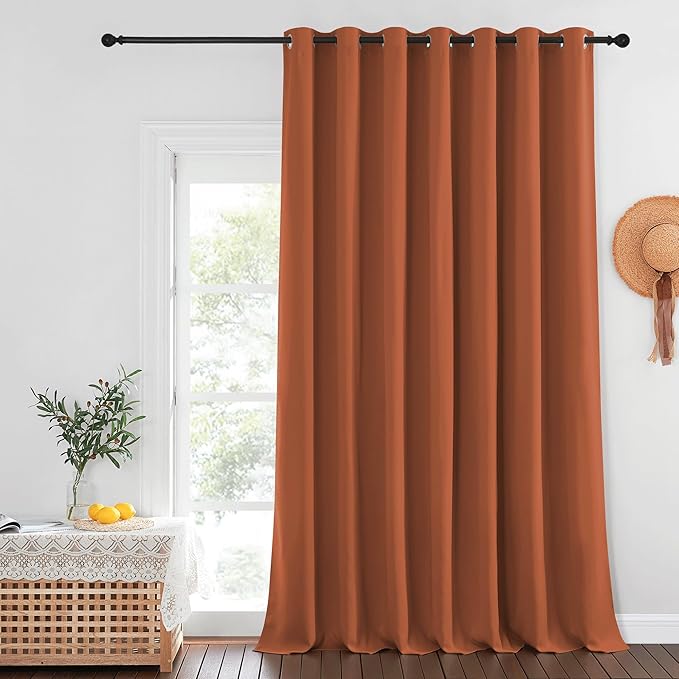 NICETOWN Burnt Orange Blackout Curtains for Bedroom/Living Room 132 Inch Length - Thermal Insulated Room Darkening Grommet Top Window Curtains (100 by 132 - Inch, 1 Panel)