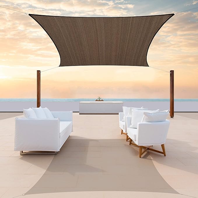 ColourTree TAPR1616 Custom Size 7' x 10' Brown Sun Shade Sail Canopy UV Block UPF50 Rectangle - Commercial Standard Heavy Duty - 190 GSM - 3 Years Warranty