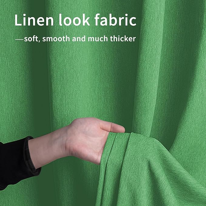 Easy-Going Linen Look Outdoor Curtains Waterproof Windproof Porch Curtains, Soft Thicken Outdoor Privacy Curtains for Patio, Gazebo, Grommet Top and Tab Bottom Drape, 1 Panel, 110x84 inch, Green