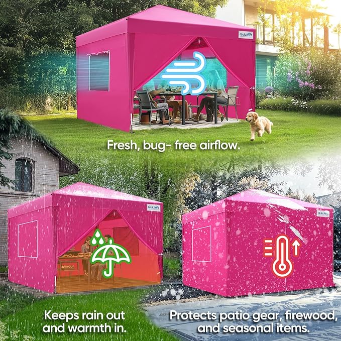 Quictent Privacy 8x8 Pop up Canopy Tent with Sidewalls and Roll-up Ventilated Windows, One Person Easy Setup, Outdoor Commercial Gazebo Shelter Enclosed Waterproof, Bonus 4 Sandbags