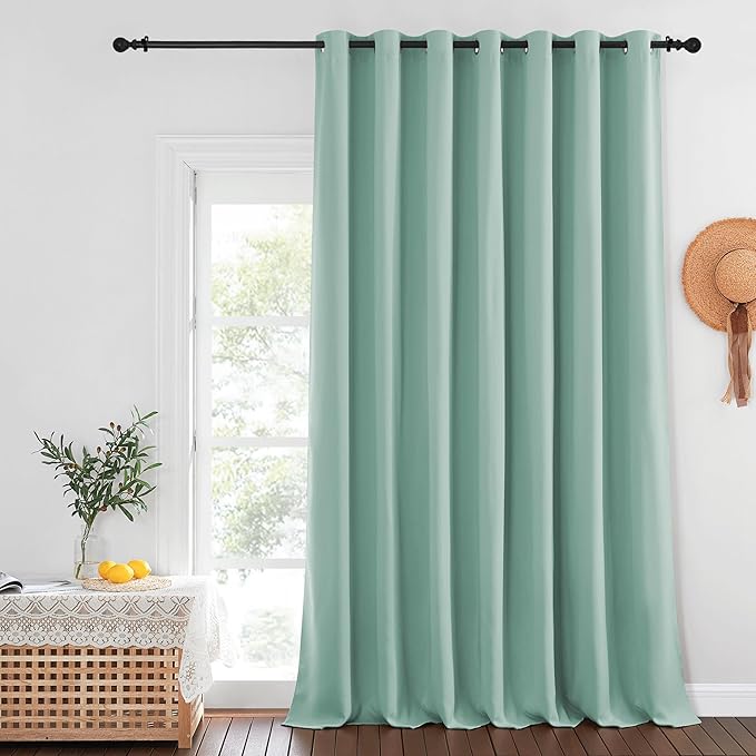 NICETOWN Aqua Blue Blackout Curtains for Bedroom/Living Room 132 Inch Length - Thermal Insulated Room Darkening Grommet Top Window Curtains (100 by 132 - Inch, 1 Panel)