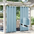 Easy-Going Linen Look Outdoor Curtains Waterproof Windproof Porch Curtains, Soft Thicken Outdoor Privacy Curtains for Patio, Gazebo, Grommet Top and Tab Bottom Drape, 1 Panel, 54x120 inch, Sky Blue