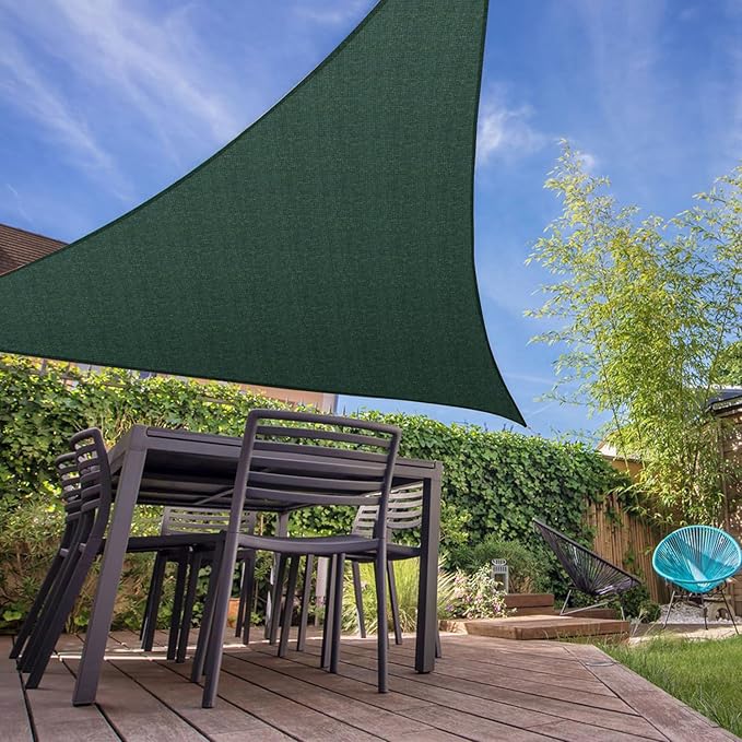 E&K Sunrise 6' x 6' x 6' Sun Shade Sail Triangle Canopy Shade Cover UV Block for Patio Backyard Garden Outdoor (Green)