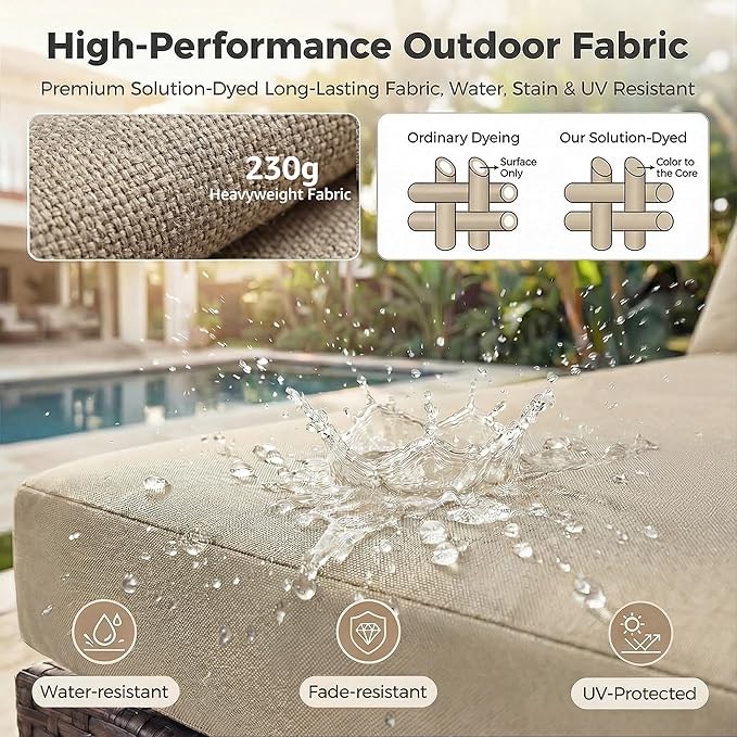 NICESOUL 8 Seat 29.3'' High Back Outdoor Furniture Set, Extra Large Rattan Patio Conversation Sets, Deep Seating Modular Sectional with Ottoman, Oversized Conversations for Backyard, Brown and Beige