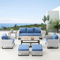 Belord 7 Piece Outdoor Furniture Patio Wicker Sofa Set, Oversize Outdoor Dining Chairs with Rattan Ottomans, Conversation Sets Patio Furniture Come with Removable Washable