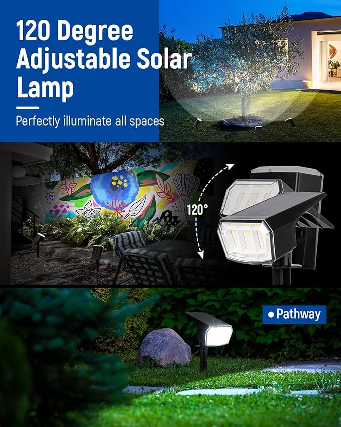 Solar Spot Lights Outdoor IP67 Waterproof 10 Pack, 63 LED 3 Modes Solar Landscape Spotlights for Yard Garden Pathway Wall House Garage (Cool White)