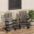 HDPE Rocking Chair Outdoor Set of 2 - Poly High Back Porch Rocker Chairs for Adults - All Weather Resistant Furniture for Patio Front Porch - Black