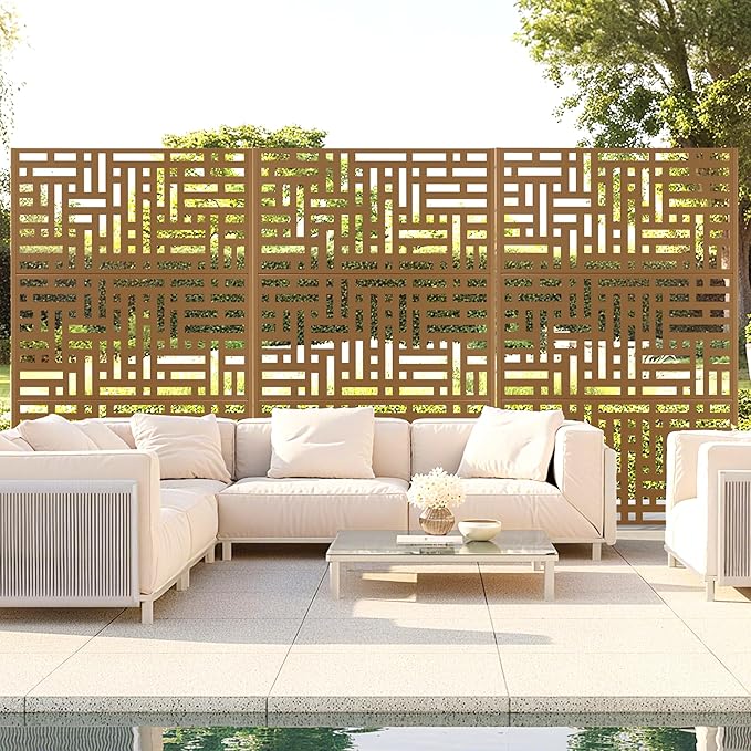 Outdoor Privacy Screen,72" H×47" W Metal Privacy Screen, Freestanding Privacy Fence Panels for Patio