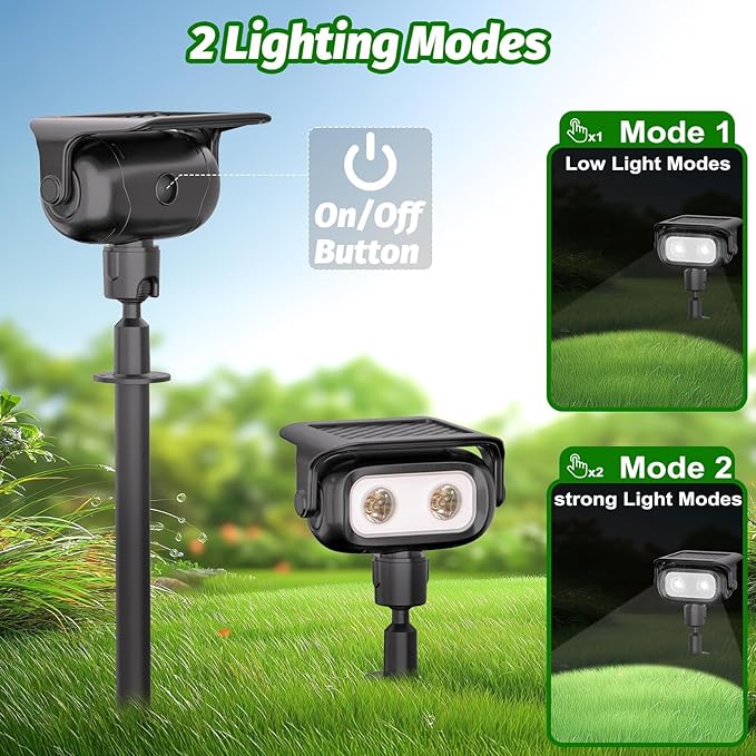 Nreonrick Solar Spot Lights 360° Adjustable Solar Lights Outdoor IP65 Waterproof with 2-in-1 Solar Powered Spotlights for Landscape Lighting for Garden, Yard, Pathway (Warm White, 4 Pack)