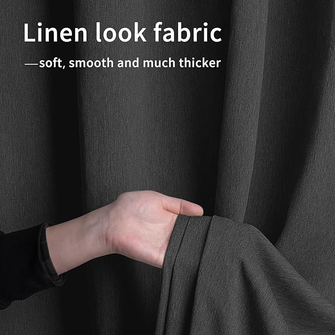 Easy-Going Linen Look Outdoor Curtains Waterproof Windproof Porch Curtains, Soft Thicken Outdoor Privacy Curtains for Patio, Gazebo, Grommet Top and Tab Bottom Drape, 1 Panel, 54x120 inch, Black