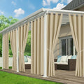 Outdoor Curtains for Patio Waterproof - 6 Panels Privacy Weatherproof Outside Curtains with Grommets for Pergola, Gazebo, Porch, Cabana, Balcony, 54 x 120 Inch, Cream
