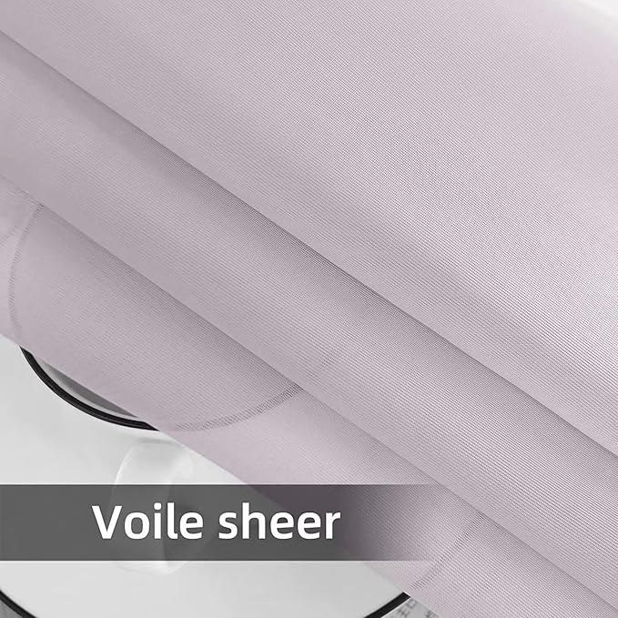 SpaceDresser Waterproof Outdoor Sheer Curtains for Patio - 2 Panels Rod Pocket Indoor Voile Sheer Curtain for Living Room,52W x 96L inch, Silver Grey