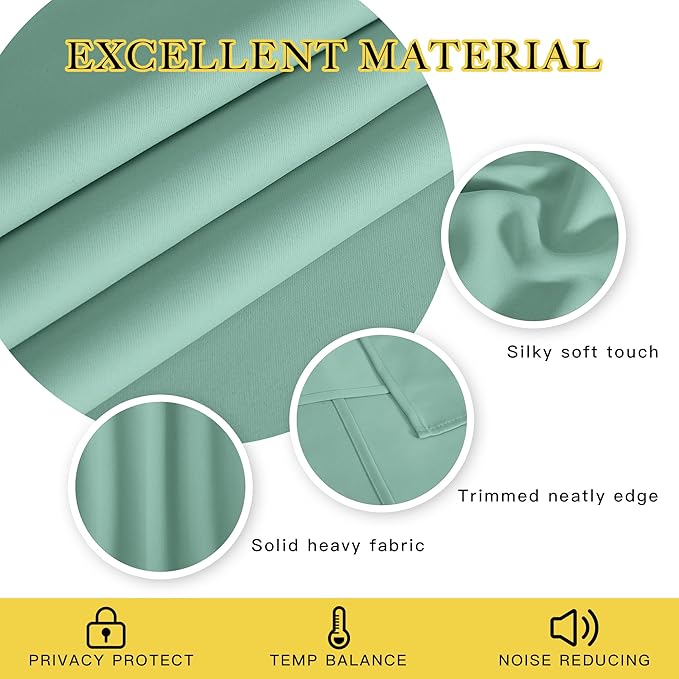 NICETOWN Bedroom Curtain Room Darkening Drapery 102 inches Length - Home Fashion Thermal Insulated Grommet Room Darkening Curtain for Living Room (Aqua Blue, 1 Panel, 52 x 102 inches)