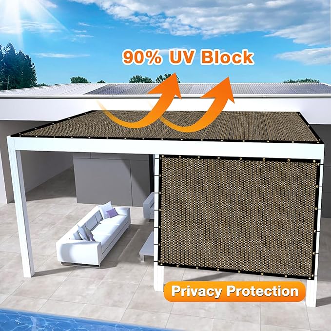 Artpuch Outdoor Pergola Shade Cover 15x24 FT Sun Shade Cloth with Grommets Mocha 90% UV Protection Canopy Patio Privacy Screen (Customized Available)