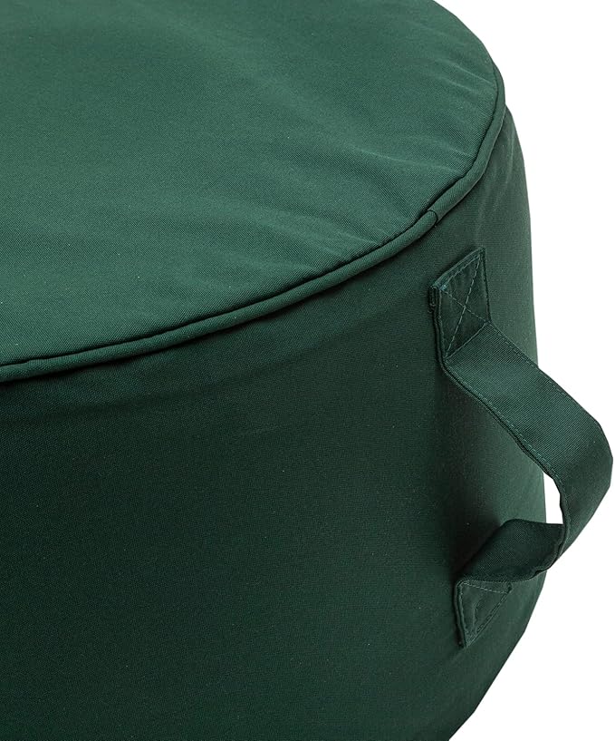 QILLOWAY Indoor/Outdoor Inflatable Stool,Round Ottoman,All Weather Foot Rest for Camping or Home,Mallard/Forest Green