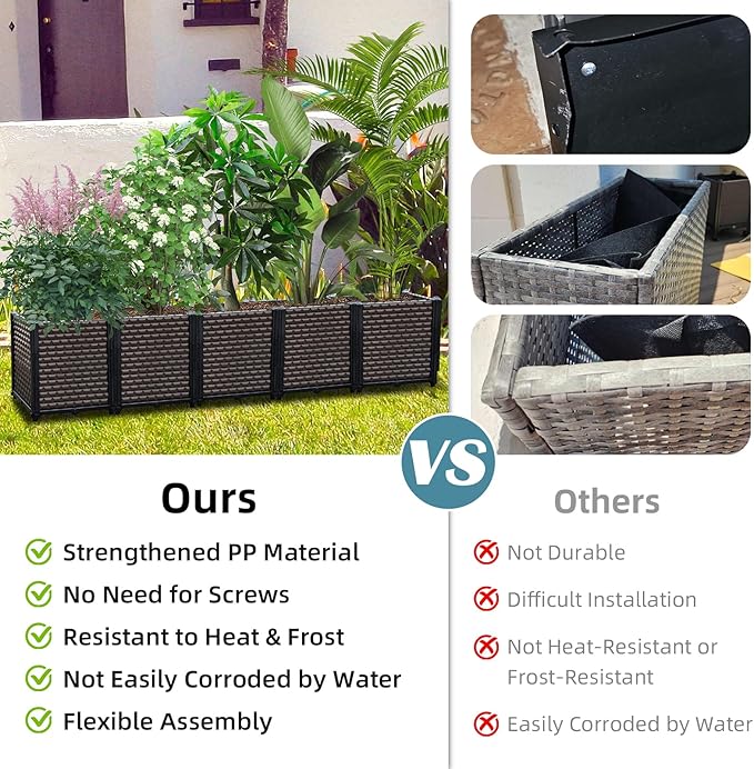Large Planters for Outdoor Plants - Deepened 20" H, Raised Beds for Gardening Self Watering, Elevated Planter Box with Legs, Rectangular Garden Planters for Outdoor Plants Flowers, 78.7"L x 15.7"W