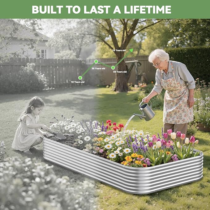 3 Pack 6x3FT Raised Beds for Gardening, Corrugated Galvanized Steel Raised Garden Bed, Outdoor Metal Above Ground Garden Bed for Vegetables and Flowers