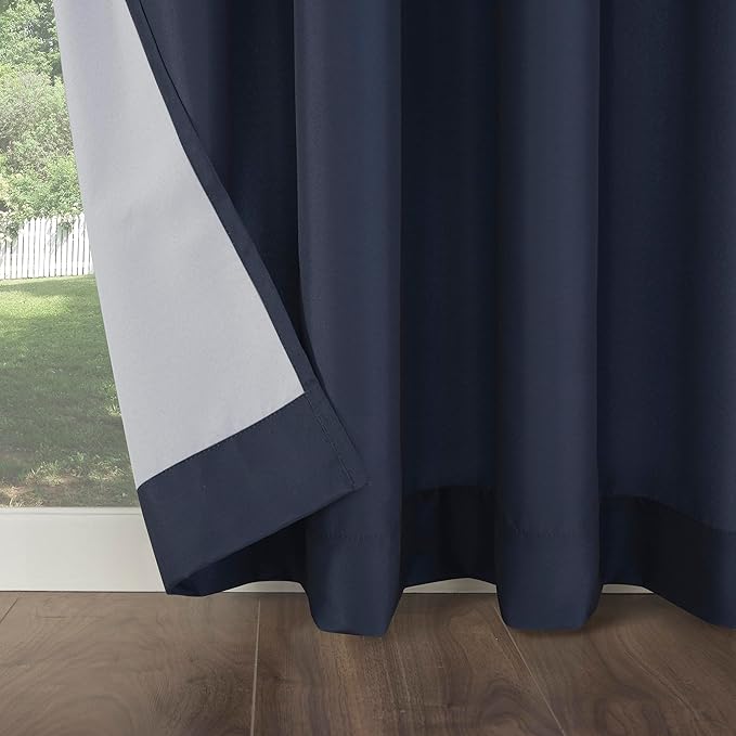 Sun Zero Marina Indoor/Outdoor UV Protectant Energy Efficient Grommet Curtain Panel, 54" x 84", Navy Blue