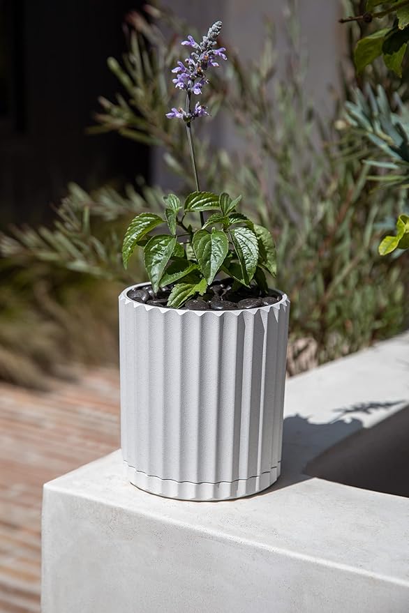 Veradek Demi Series Demi 6" Planter w/Tray - White, 2 Pack