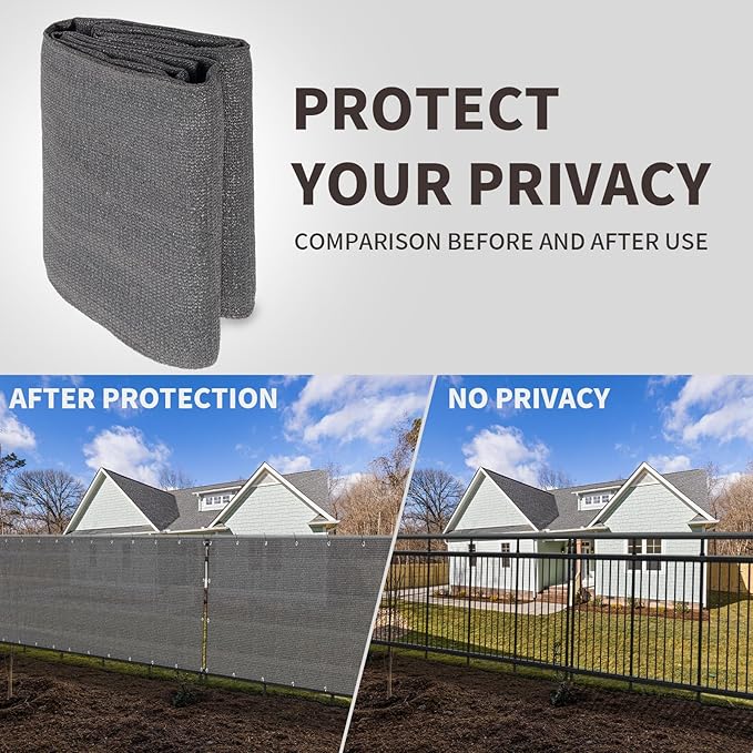 LOVE STORY Custom Size 3'x20' Dark Grey Balcony Privacy Screen,UV Block Privacy Fence Screen,90% Shield for Outdoor Pool Garden Apartment Railing