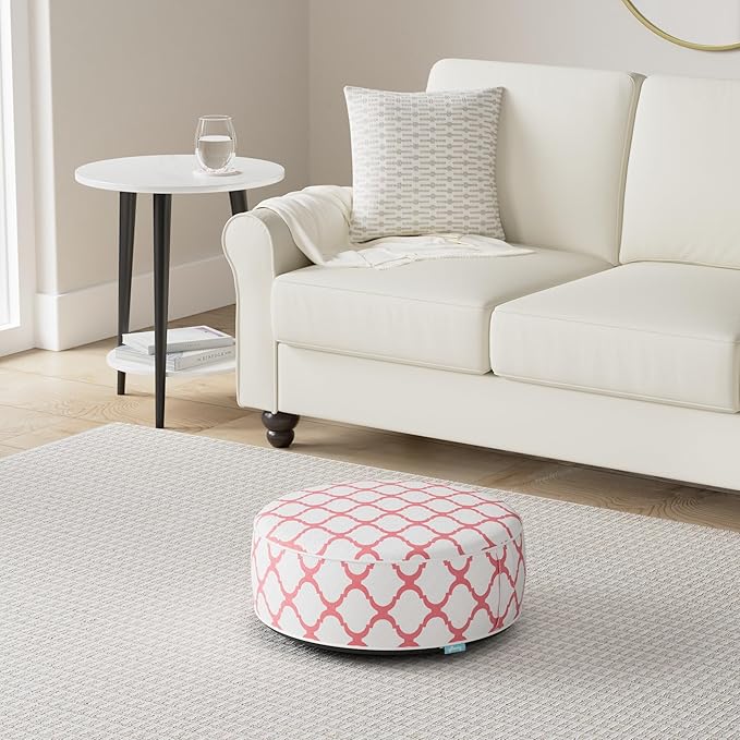 QILLOWAY Indoor/Outdoor Inflatable Stool,Round Ottoman,All Weather Foot Rest for Camping or Home,All Peacock Blue