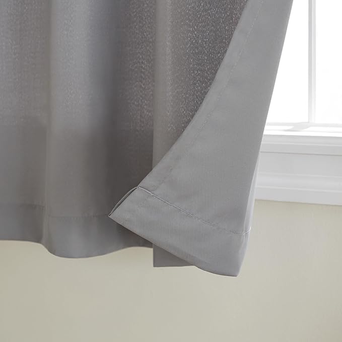 TOWN & COUNTRY BASICS Cabana Solid Heavyweight Indoor Outdoor Curtains, Light Filtering Opacity with Grommet Top, Water Repellent, 2-Pack Set, 54"x96", Medium Grey