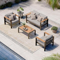 Aluminum Outdoor Patio Furniture Set with Coffee Table, 4 Piece Patio Conversation Sets with Washable Thick Cushions, Patio Sectional Furniture Set for Porch, Balcony, Yard, Gray