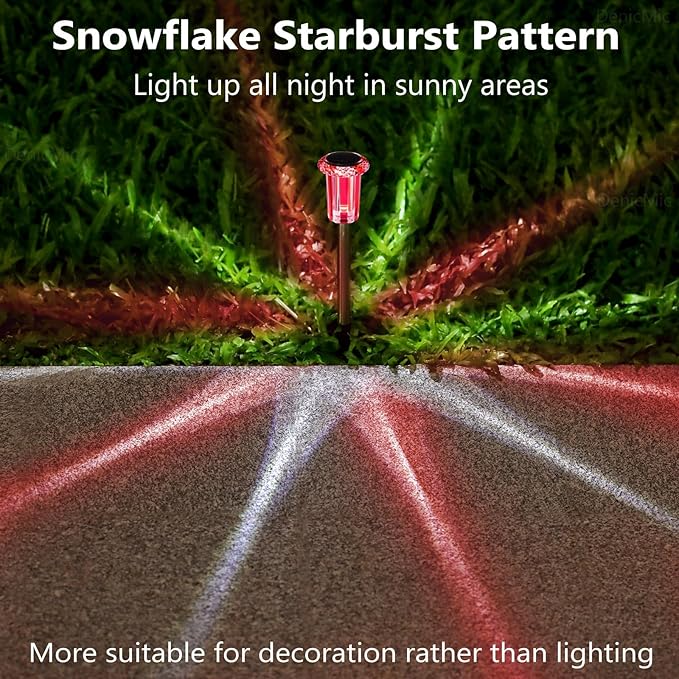 DenicMic Solar Lights Outdoor 10 Pack Waterproof Red White LED Stainless Steel Stake Outside Lights for Yard Pathway Garden Driveway Walkway Landscape Path Lighting Valentines Day Decorations