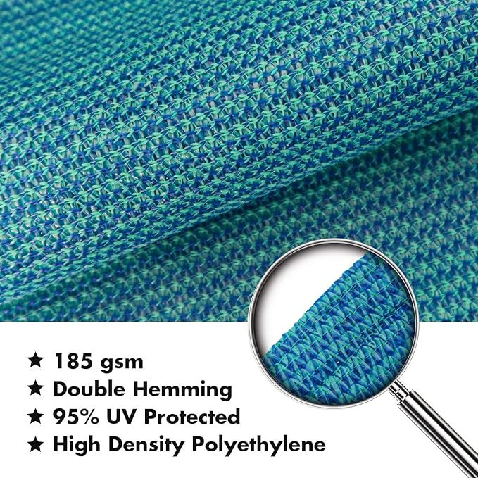 KANAGAWA 20'X20' Turquoise Mix Custom Size Sun Shade Sail Square UV Block Canopy Cover for Patio Backyard Lawn Garden Outdoor (Customized Available)