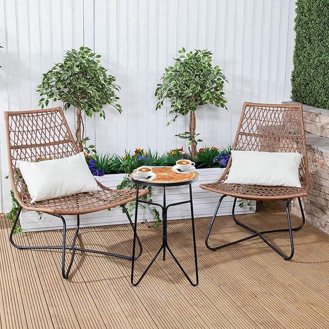 VCUTEKA Patio Side Table Outdoor Accent Table Bistro Coffee Tables Plant End Small Porch Tables Indoor Round Glass Balcony Plant Stands Orange 12''