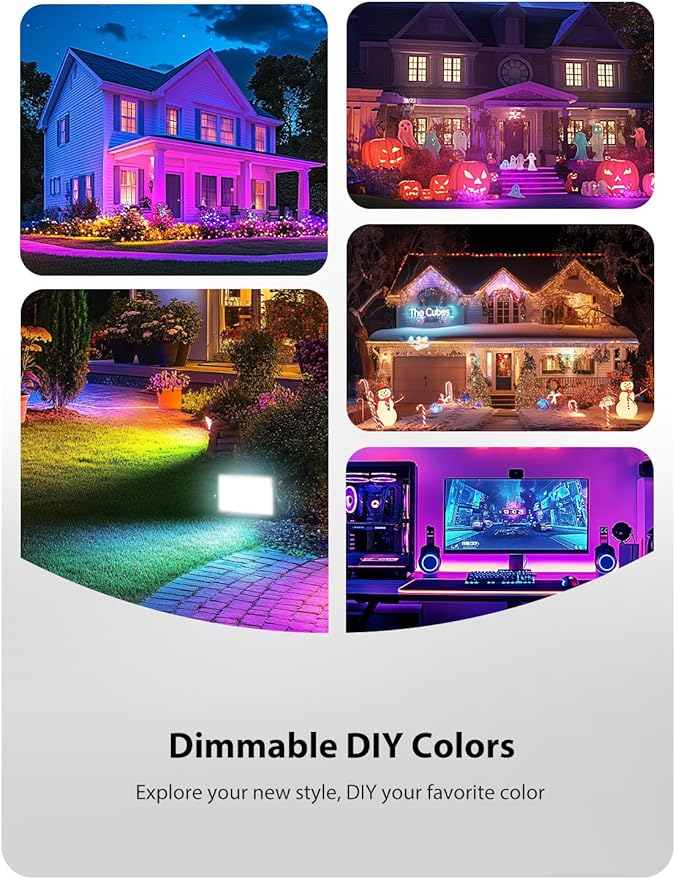 Onforu LED Flood Light Outdoor, 150W Color Changing RGBW Floodlight with Remote, Stage Lights Uplights for Events, IP66 Uplighting Spotlight Floor Strobe Light for Christmas 2 Pack