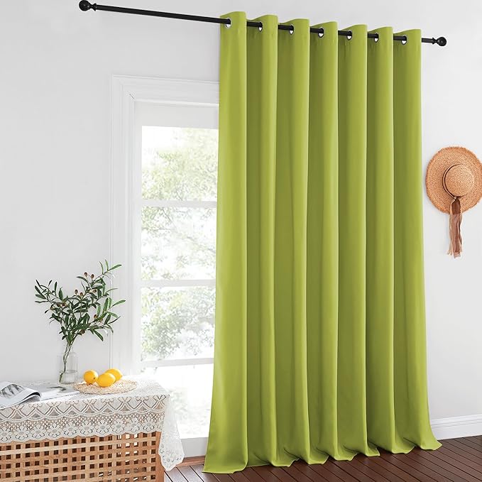NICETOWN Blackout Patio Curtains 100 x 144 Inches Long for Sliding Door Extral Wide Blackout Curtain Panels Thermal Insulated Room Divider - Grommet Top, 100" W x 144" L, 1 Panel, Fresh Green