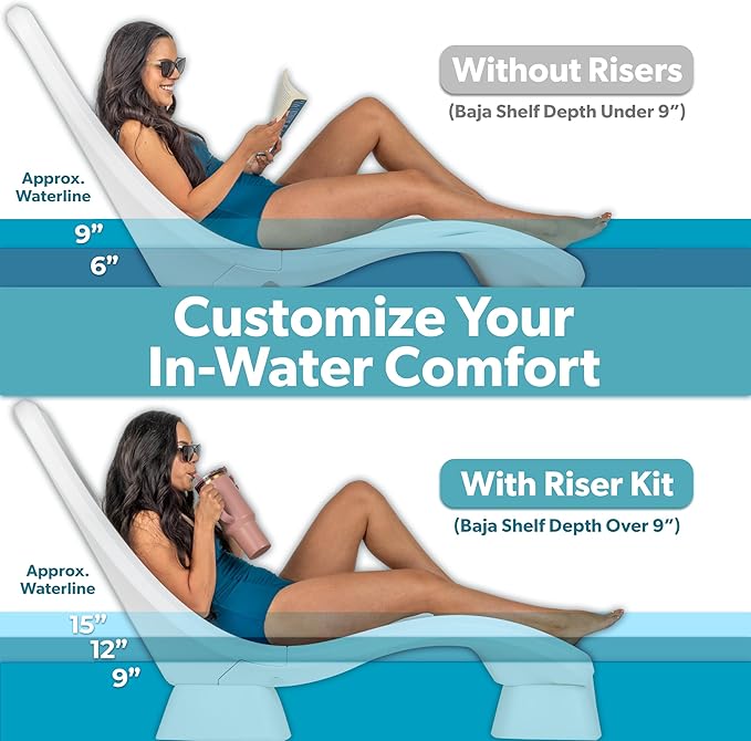 GoSports Coast Modern in Pool Lounge Chair - Waterproof & Weighted Chaise Lounger - Outdoor Pool Furniture for Patio or in Baja Shelf