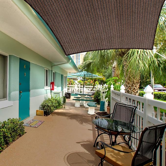 Eden's Decor Straight Flat-Edged Sun Shade Sail Rectangular 5' x 6' Brown UV-Blocking Outdoor Canopy Fabric Cloth Awning for Pergola Patio Garden Backyard Custom Size