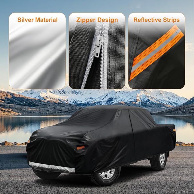 Kayme Truck Cover Custom Fit Dodge Ram 1500(2002-2025) Regular Cab Long Bed. Full Exterior Heavy Duty Outdoor Pickup Truck Car Cover Waterproof All Weather.Car Tarp for Wind Sun Dust Protection.Black