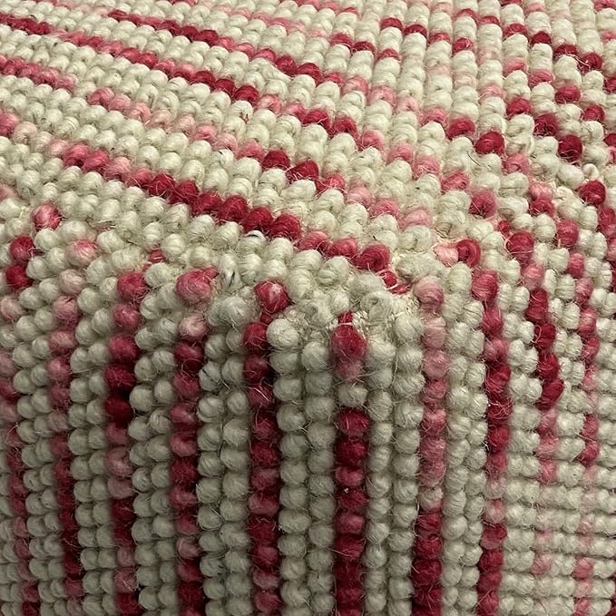 SIMPLIHOME Zoey Boho Cube Woven Pouf in Maroon Cotton and Wool for the Living Room, Bedroom and Kids Room