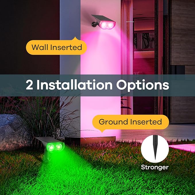 Linkind Solar Lights Outdoor Waterproof IP65, StarRay RGB Solar Spot Lights Outdoor, Color Changing Outdoor Solar Lights for Yard, Garden, Pathway, Holiday Decorations (Multicolor, 6 Pack)