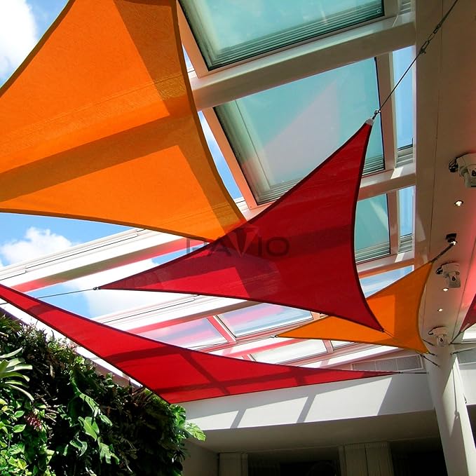 Patio Paradise 15' x 15' x 15' Sun Shade Sail Triangle Canopy Shade Cloth Fabric Sunlight Block Patio Pergola Cover HDPE Deck Awning for Outdoor Backyard Roof Shading, Orange