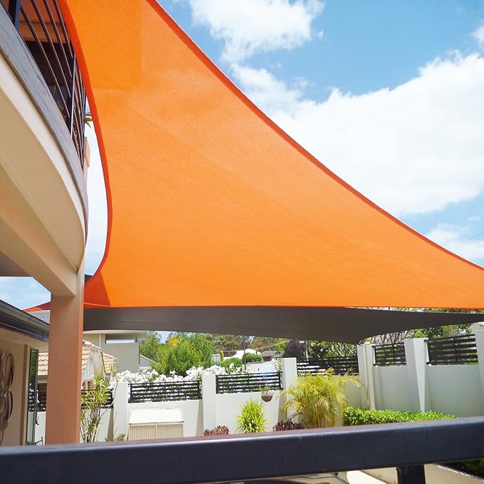 E&K Sunrise 16' x 16' x 16' Sun Shade Sail Triangle Canopy Shade Cover UV Block for Patio Backyard Garden Outdoor (Orange)