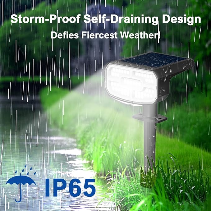 Solar Lights Outdoor Waterproof IP65,Auto On/Off, 6000K 2 Lighting Modes, Super Bright LED, Solar Powered Yard Garden Solar Spot Lights for Outside Landscape -6 Pack