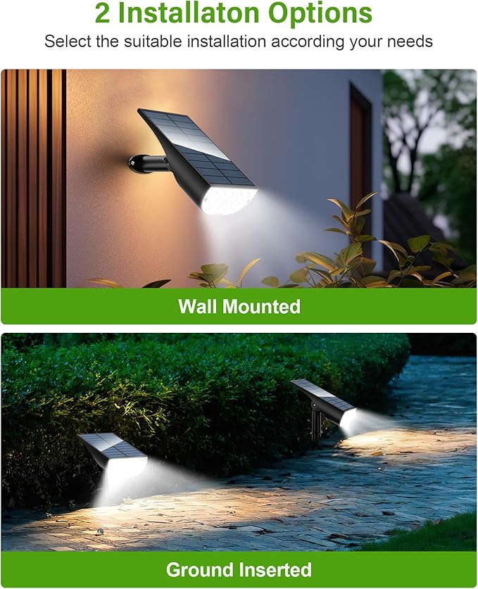 Solar Spot Lights Outdoor, Solar Lights Outdoor Waterproof IP65, 3 Brightness Modes Dusk to Dawn Landscape Spotlights for Yard Garden Pathway Tree Decoration, Cool White, 1 Pack